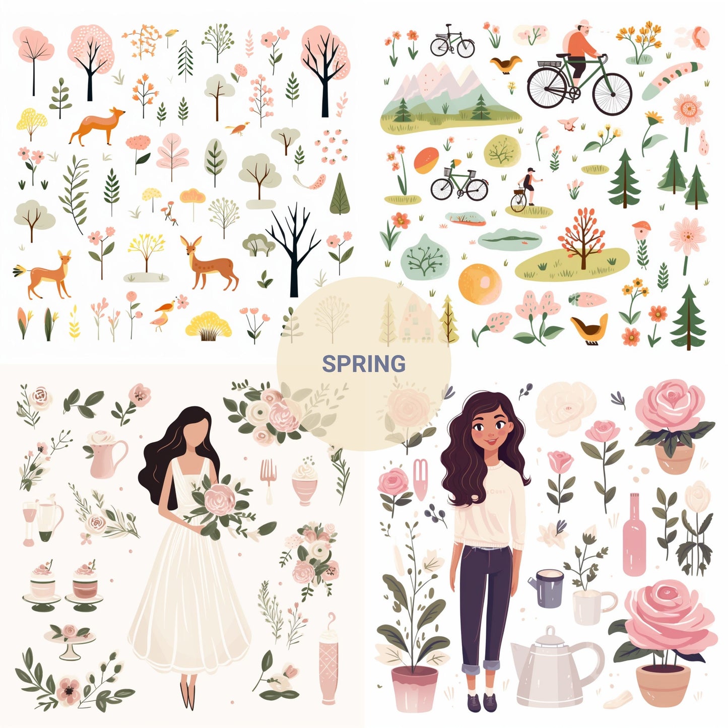 Midjourney Prompts Season Stickers AI Guide Journal Stickers Midjourney Prompts for Sticker Prompt Spring Summer Fall Winter Vector Prompt