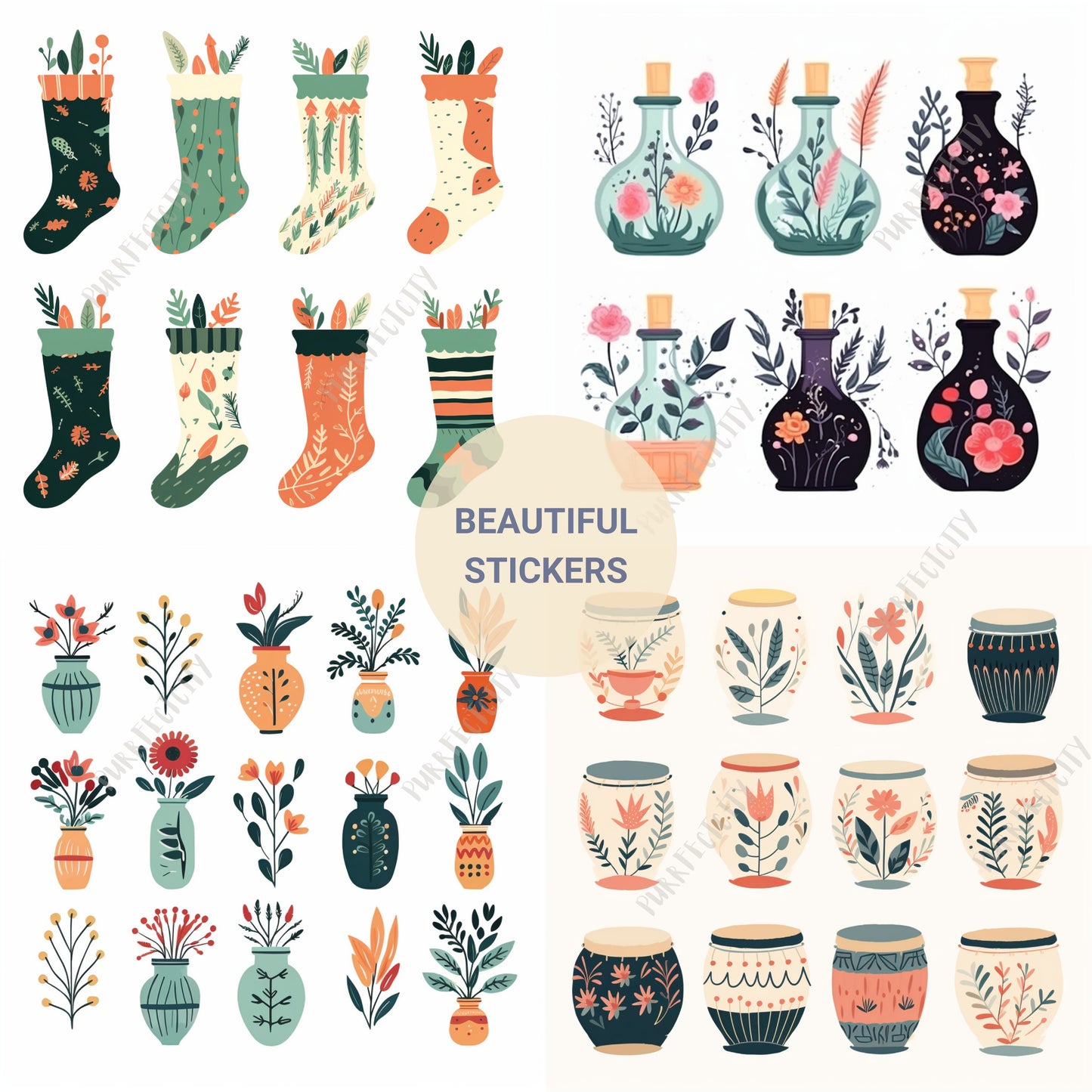 Midjourney Prompts Boho Stickers AI Guide Journal Sticker Set Midjourney Prompts for Sticker Bohemian Vector Christmas Sticker Aesthetic Art