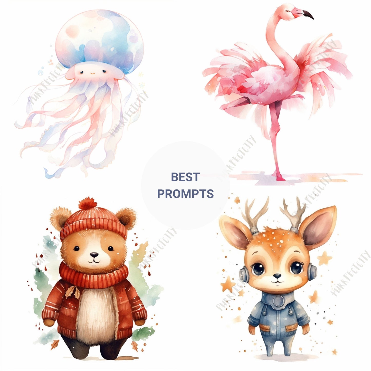 Midjourney Prompts for Animal Illustration Midjourney Prompt Children Art Illustration AI Cute Art for Kid Prompt Story Book Nursery Art