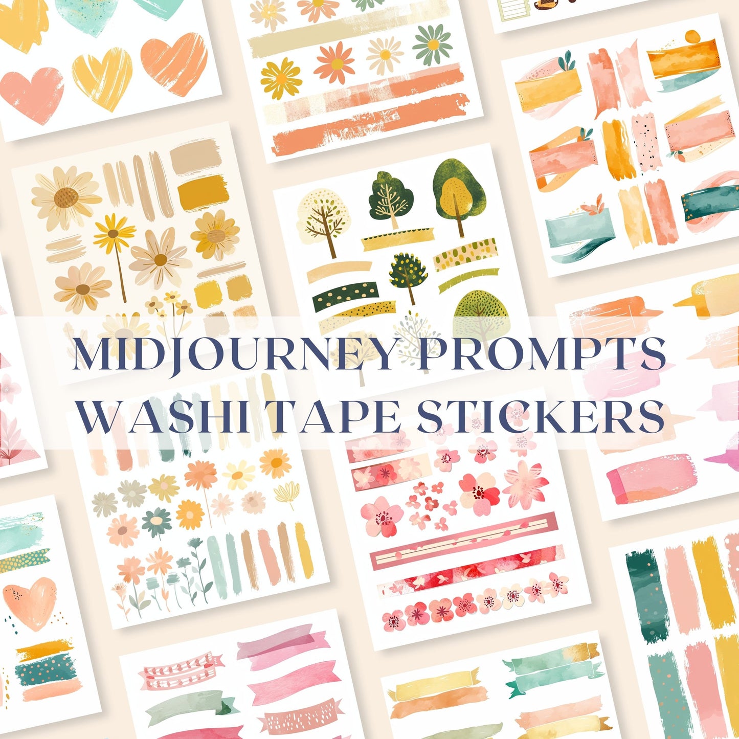 Midjourney Prompts Washi Tapes Stickers AI Journal Stickers Midjourney Prompts Clipart for Goodnotes Cliparts Prompt Washi Paper Sticker