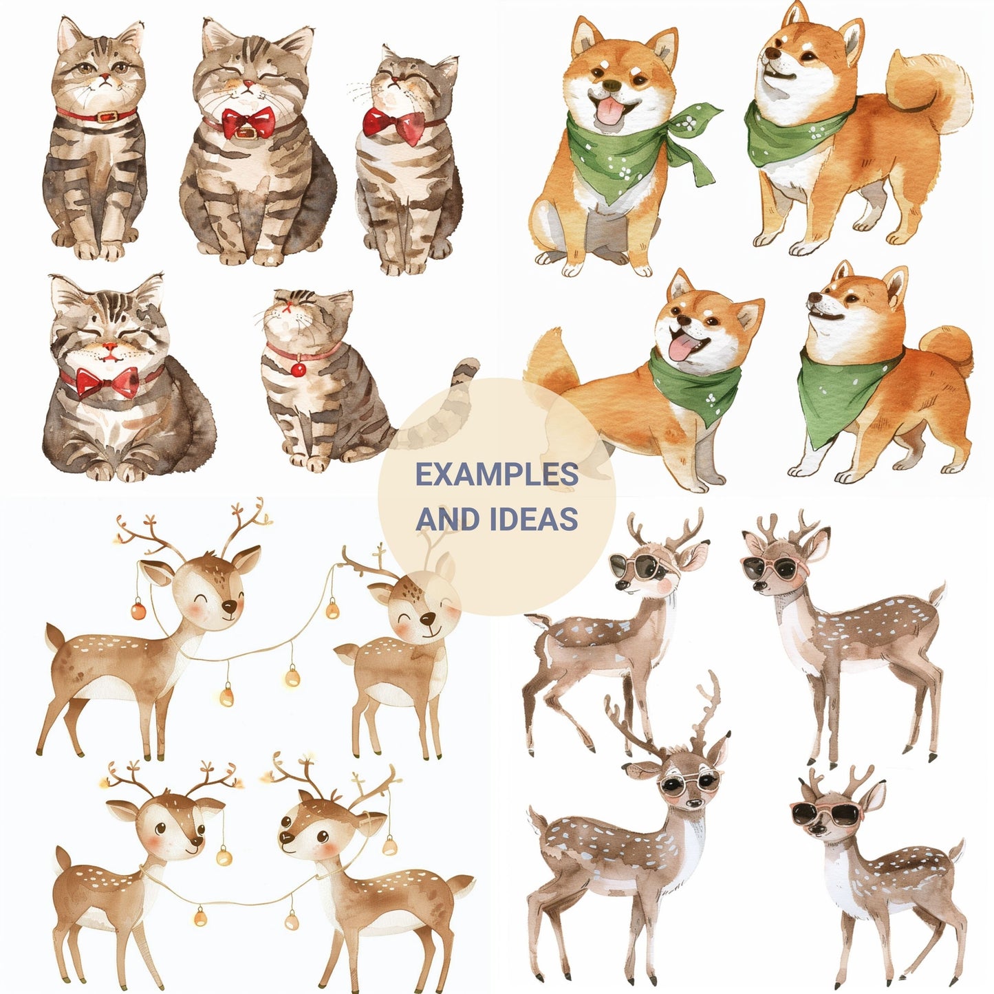 Midjourney Prompts Watercolor Stickers AI Guide Journal Stickers Midjourney Prompts for Sticker Prompt Watercolor Character Cute Animals