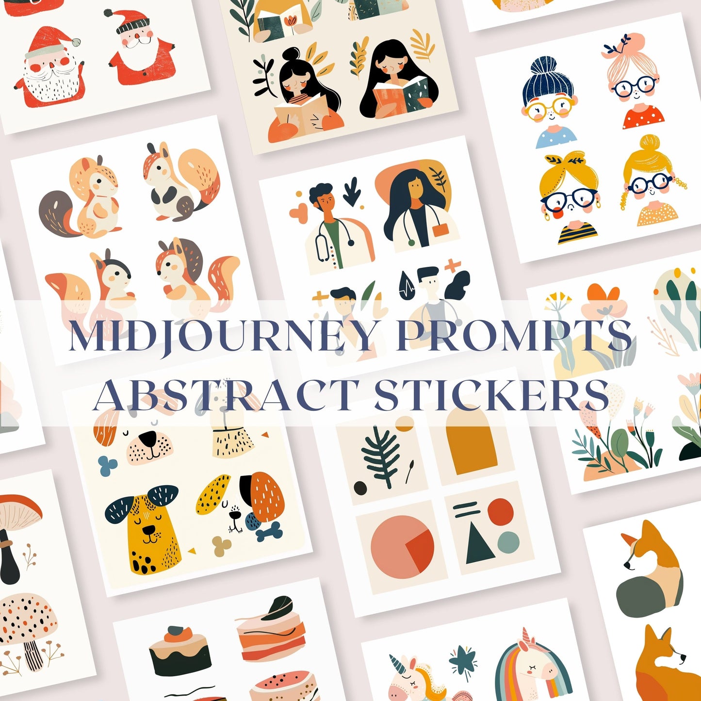 Midjourney Prompts Abstract Stickers AI Vector Icons Midjourney Prompts for Abstract Prompt Vector Illustration Cute Animal Botanical Prompt