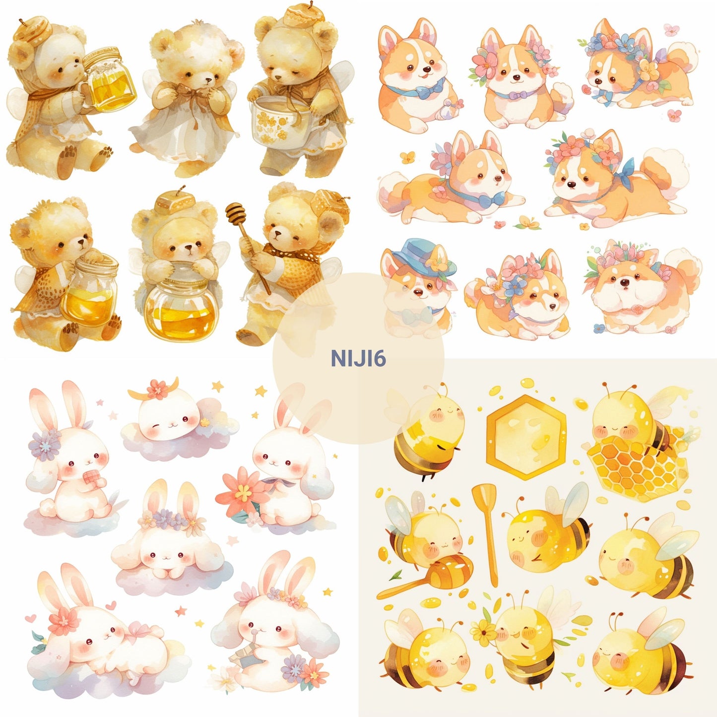 Midjourney Prompts Cute Stickers AI Guide Journal Stickers Midjourney Prompts for Animal Prompt Kawaii Watercolor Prompt Cute Characters